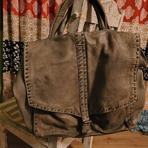 Free People Green Leather Bag With Studs